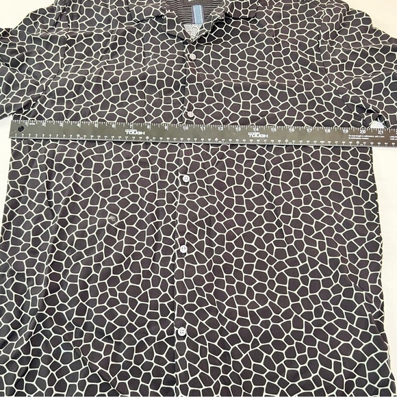 EUC M Denim & Flower Button Down Short Sleeve Shirt Black & Light Sage Green 011 - Picture 4 of 8